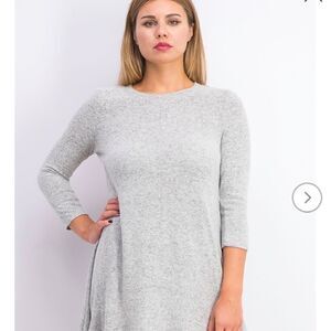 FORTUNE + IVY, Women’s Regina Hacci Knit Dress Sz‎ L, Heather Gray, Long Sleeves